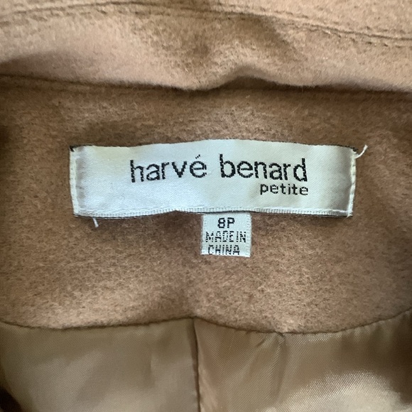 Harvé Bernard Brown Cream Petite Wool cashmere Jacket size 8P - Picture 4 of 9